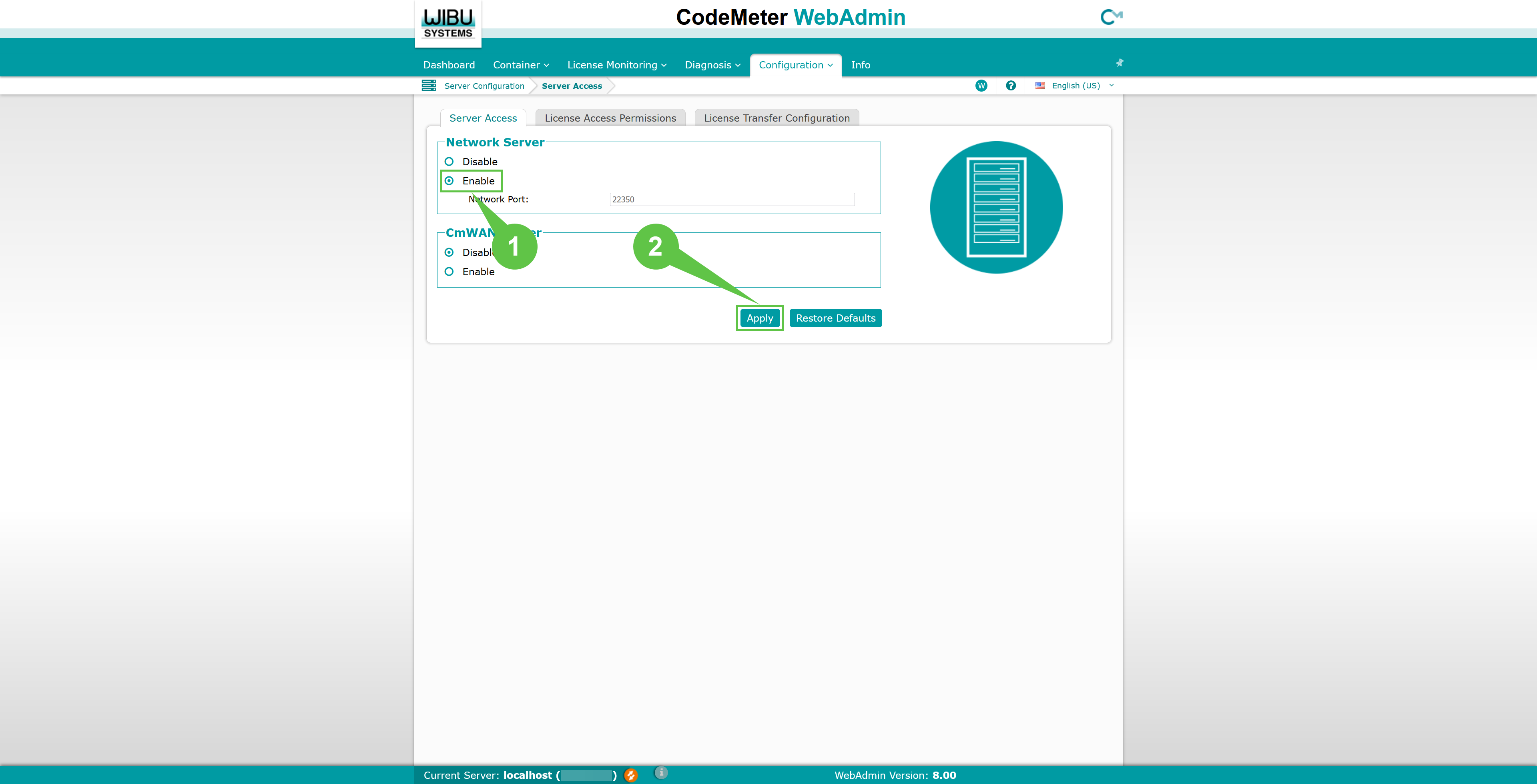 Habilitar o servidor de rede do CodeMeter