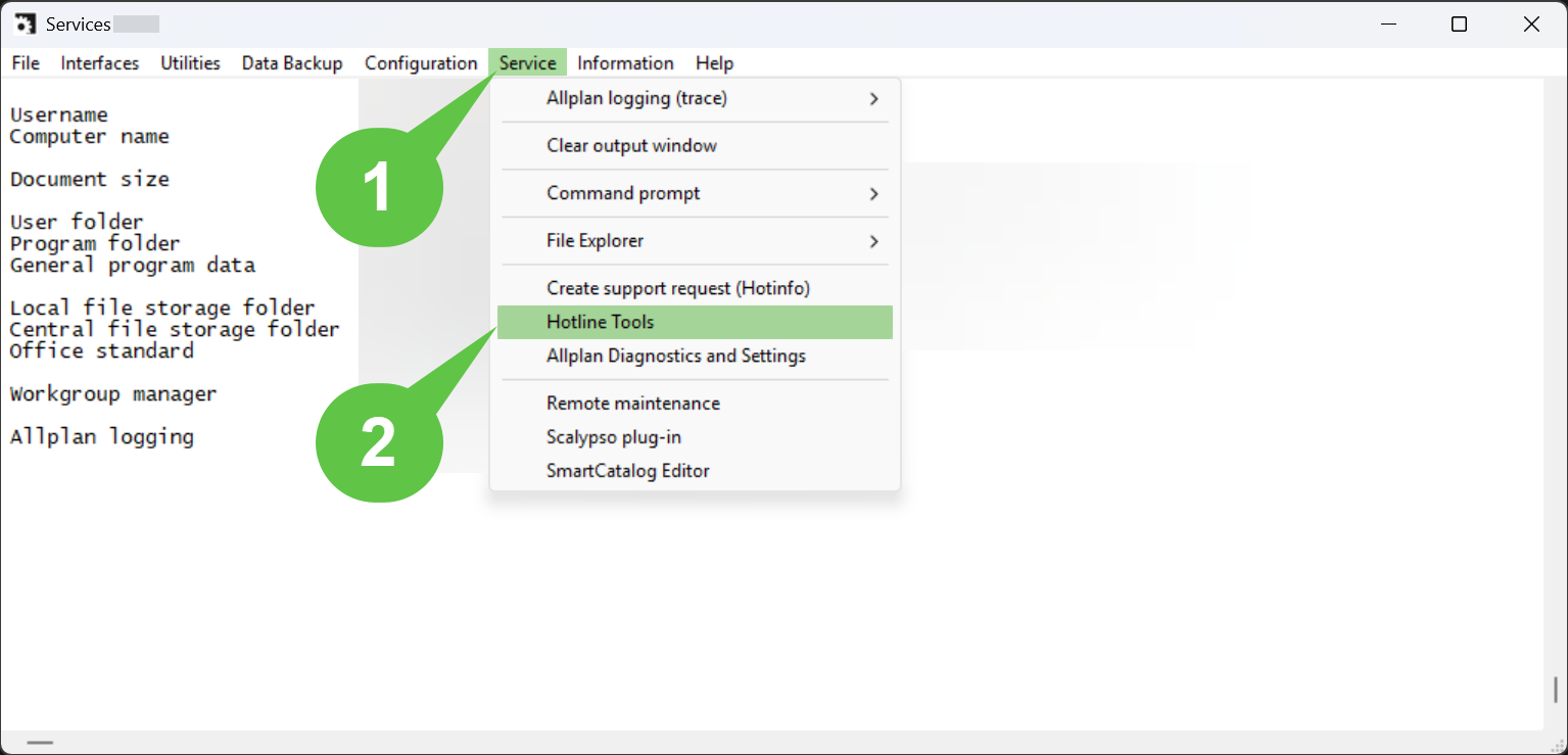 Acessar as ferramentas de suporte no ALLMENU